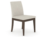 Canadel Upholstered Dining Chair 5038 in TB Fabric and 29 Hazelnut Washed, three-quarter view