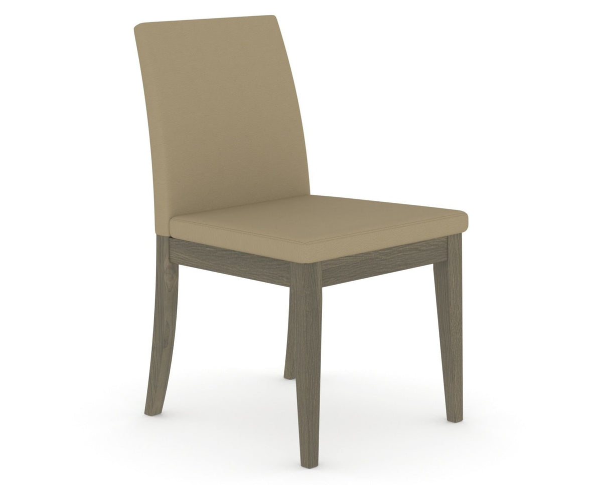 Canadel Upholstered Dining Chair 5038 in XY Faux Leather and 08 Shadow, three-quarter view