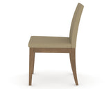 Canadel Upholstered Dining Chair 5038 in XY Faux Leather and 25 Pecan Washed, side view