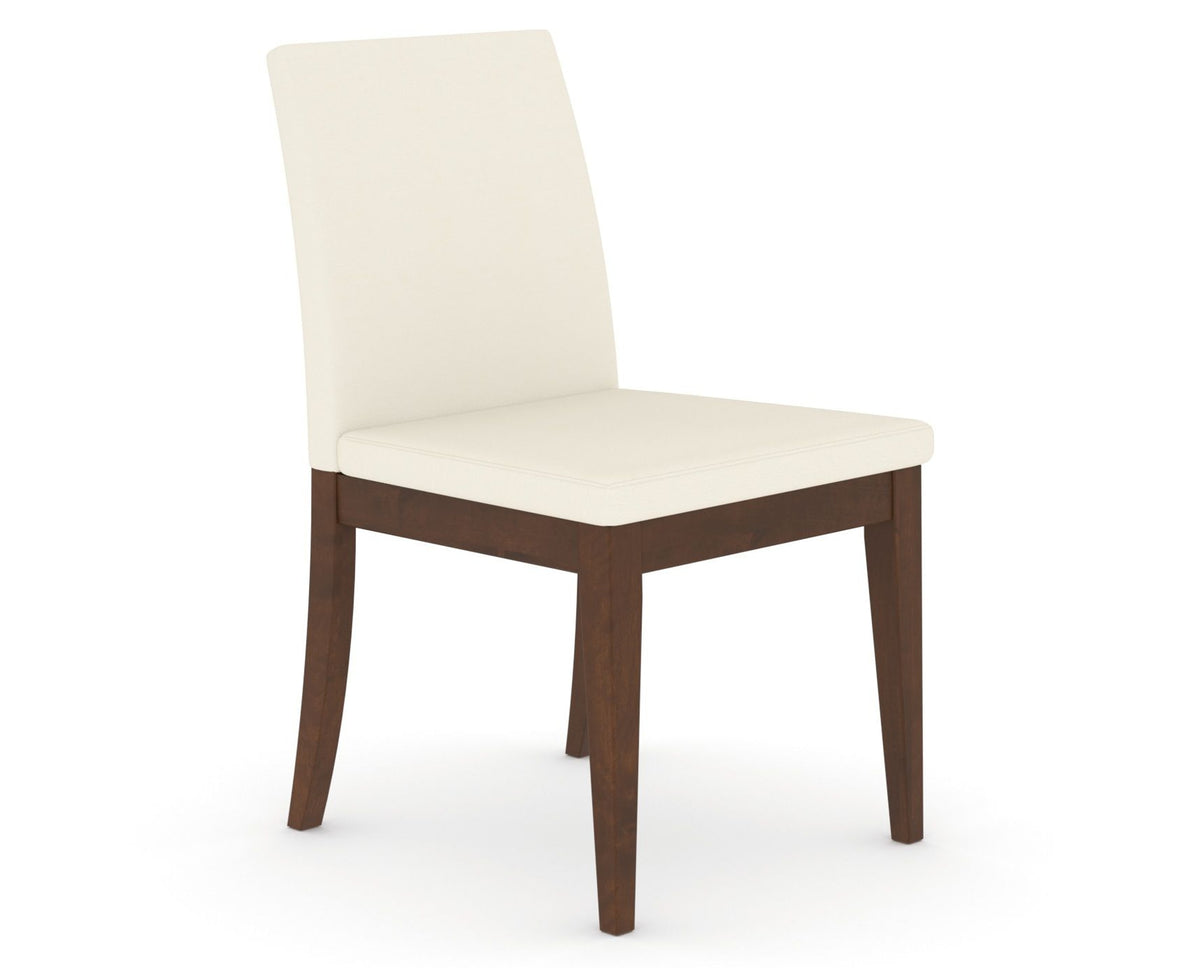 Canadel Upholstered Dining Chair 5038 in YJ Faux Leather and 19 Cognac Washed, three-quarter view