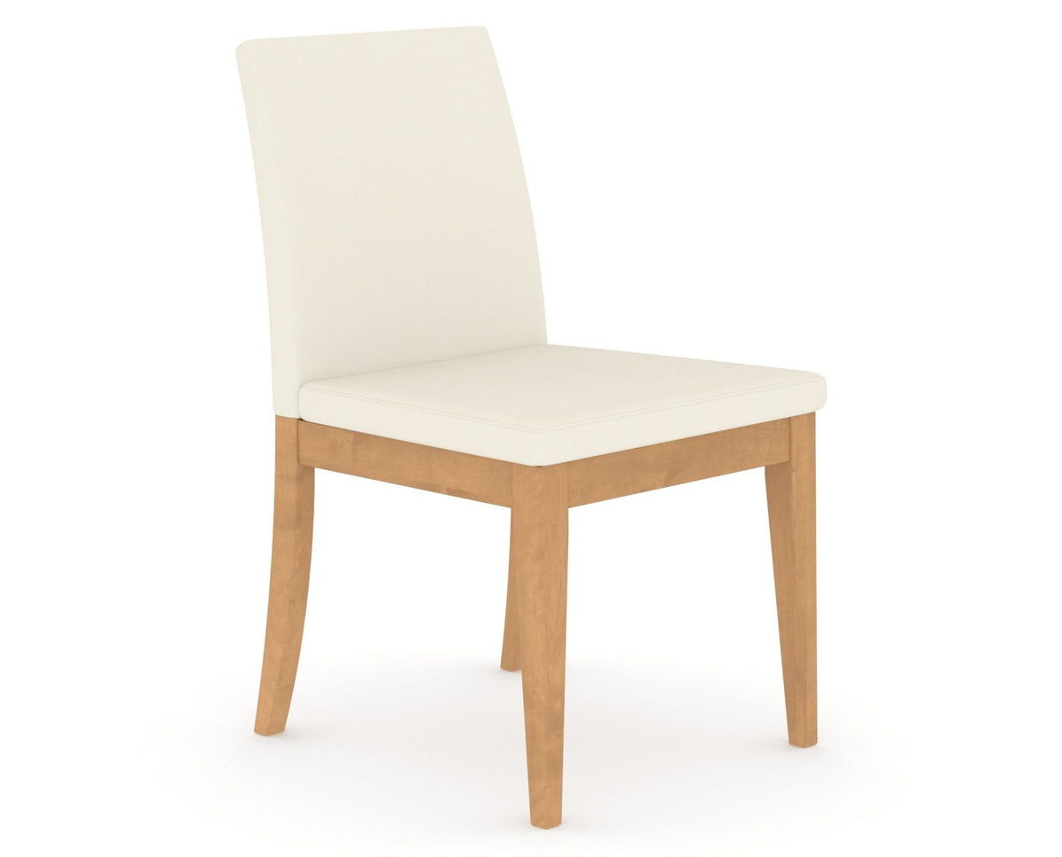Canadel Upholstered Dining Chair 5038 in YJ Faux Leather and 20 Caramel Washed, three-quarter view