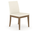 Canadel Upholstered Dining Chair 5038 in YJ Faux Leather and 25 Pecan Washed, three-quarter view