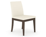 Canadel Upholstered Dining Chair 5038 in YJ Faux Leather and 29 Hazelnut Washed, three-quarter view