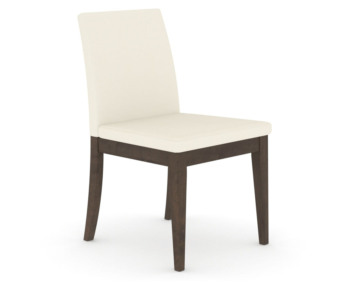 Canadel Upholstered Dining Chair 5038 in YJ Faux Leather and 29 Hazelnut Washed, three-quarter view