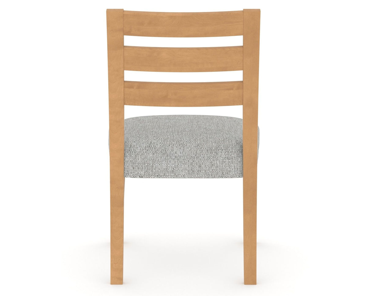 Canadel Upholstered Dining Chair 5039 in 7C Fabric and 20 Caramel Washed, back view