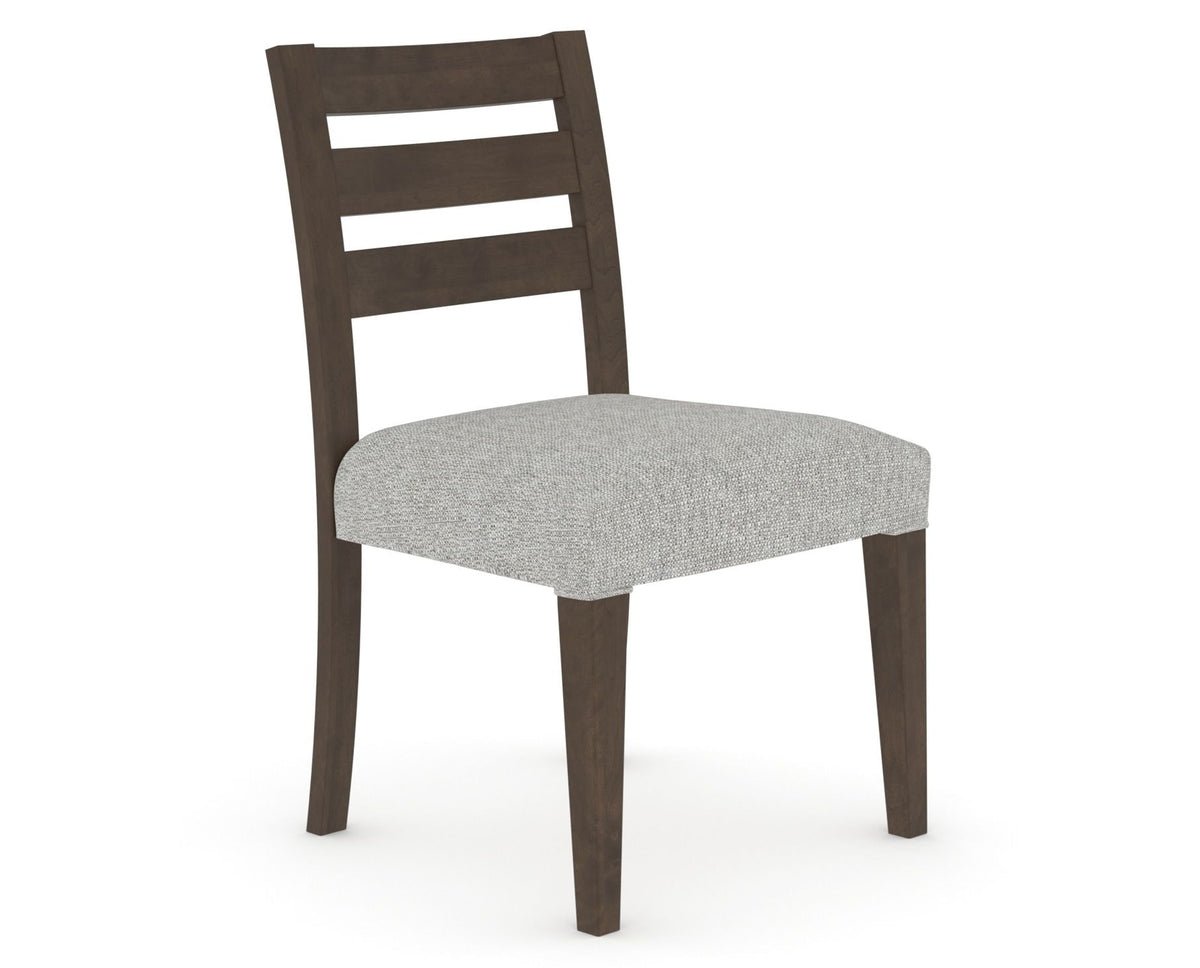 Canadel Upholstered Dining Chair 5039 in 7C Fabric and 29 Hazelnut Washed, three-quarter view
