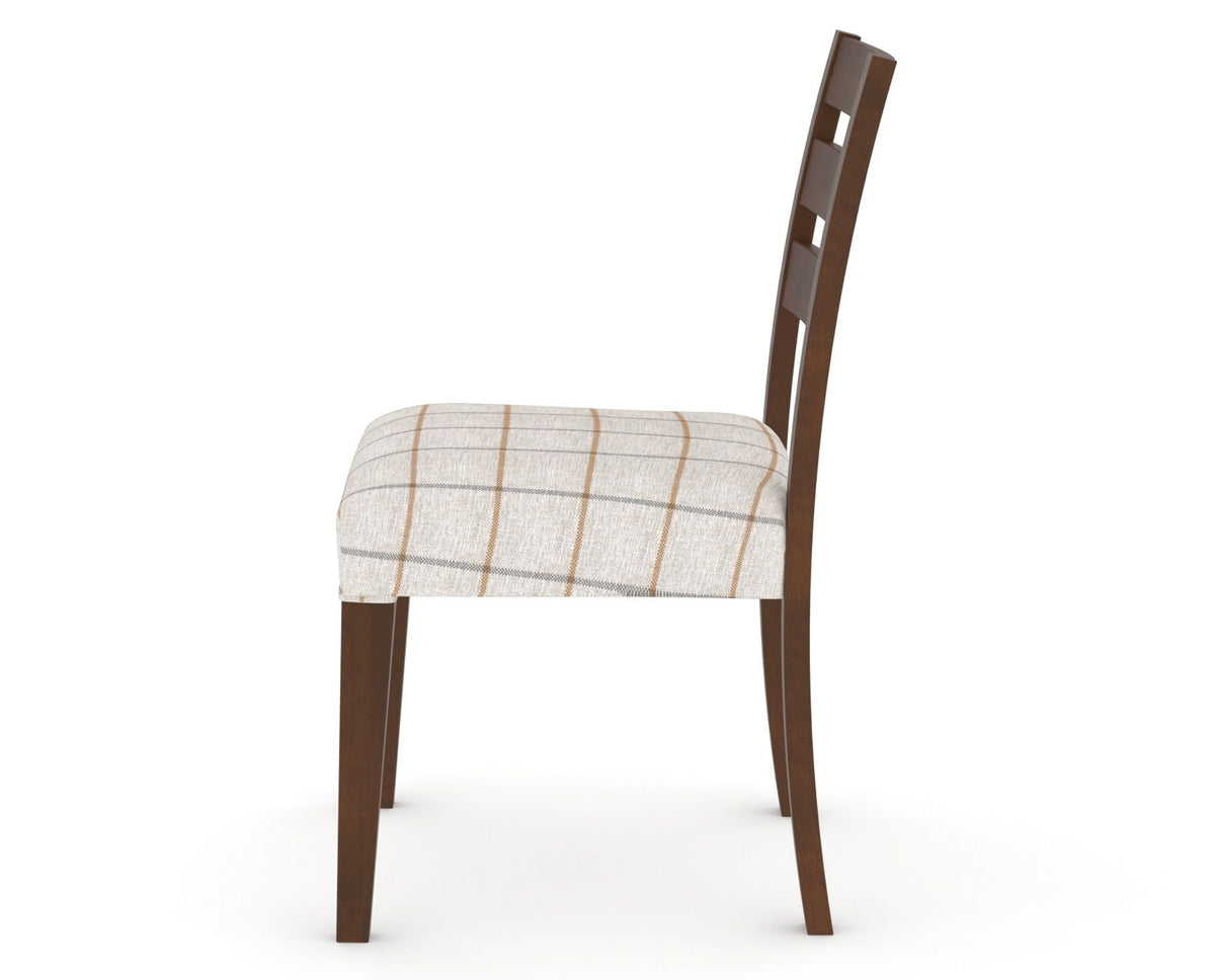 Canadel Upholstered Dining Chair 5039 in OZ Fabric and 19 Cognac Washed, side view