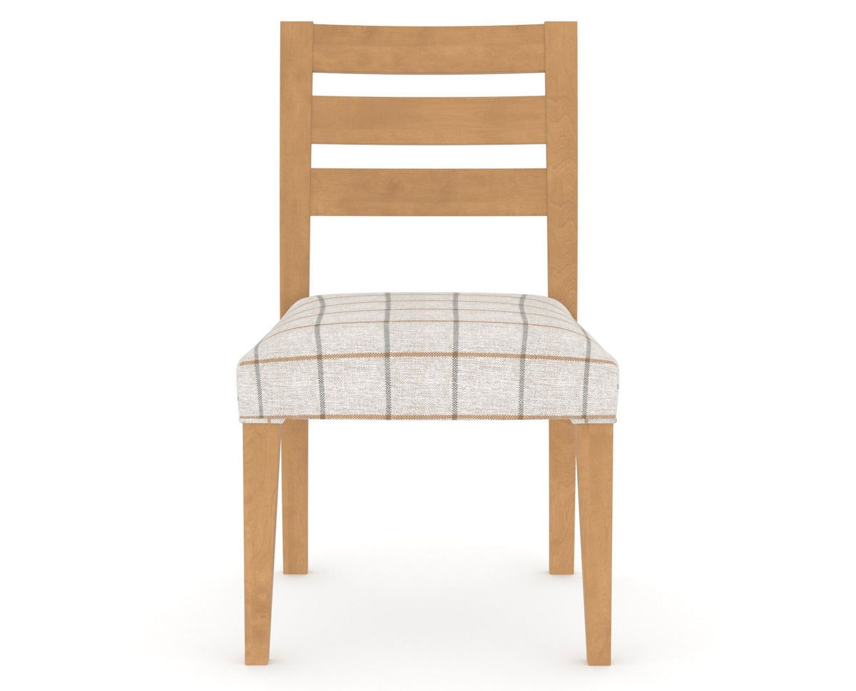 Canadel Upholstered Dining Chair 5039 in OZ Fabric and 20 Caramel Washed, front view