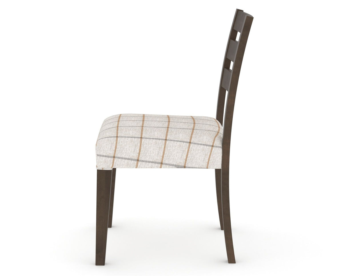 Canadel Upholstered Dining Chair 5039 in OZ Fabric and 29 Hazelnut Washed, side view