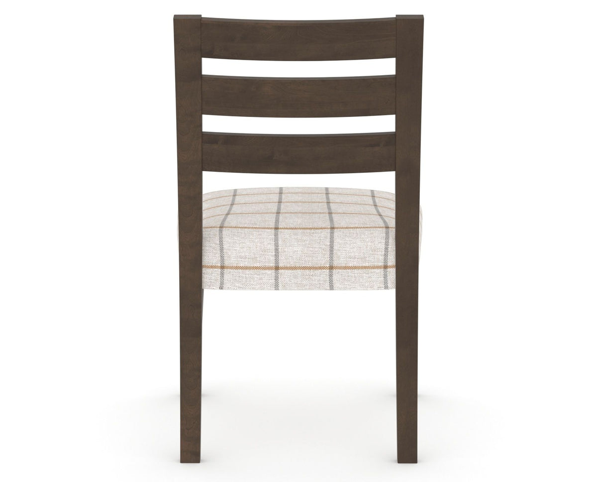 Canadel Upholstered Dining Chair 5039 in OZ Fabric and 29 Hazelnut Washed, back view
