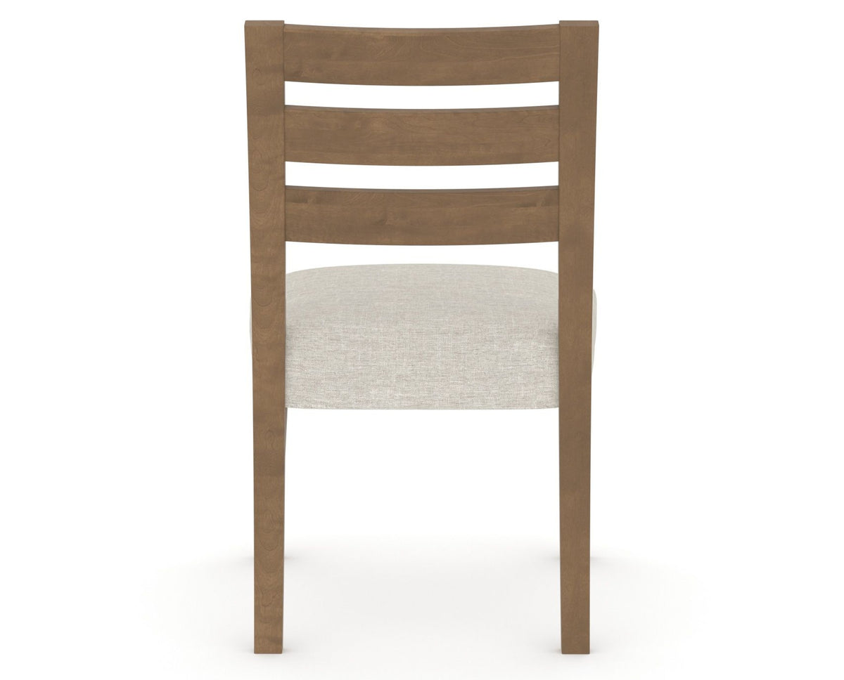 Canadel Upholstered Dining Chair 5039 in TB Fabric and 25 Pecan Washed, back view