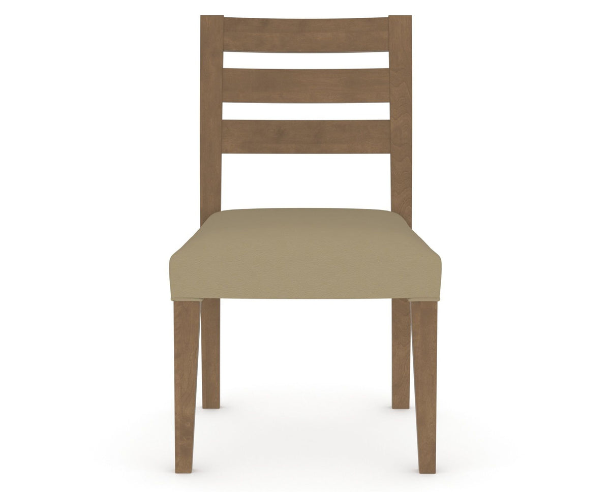 Canadel Upholstered Dining Chair 5039 in XY Faux Leather and 25 Pecan Washed, front view