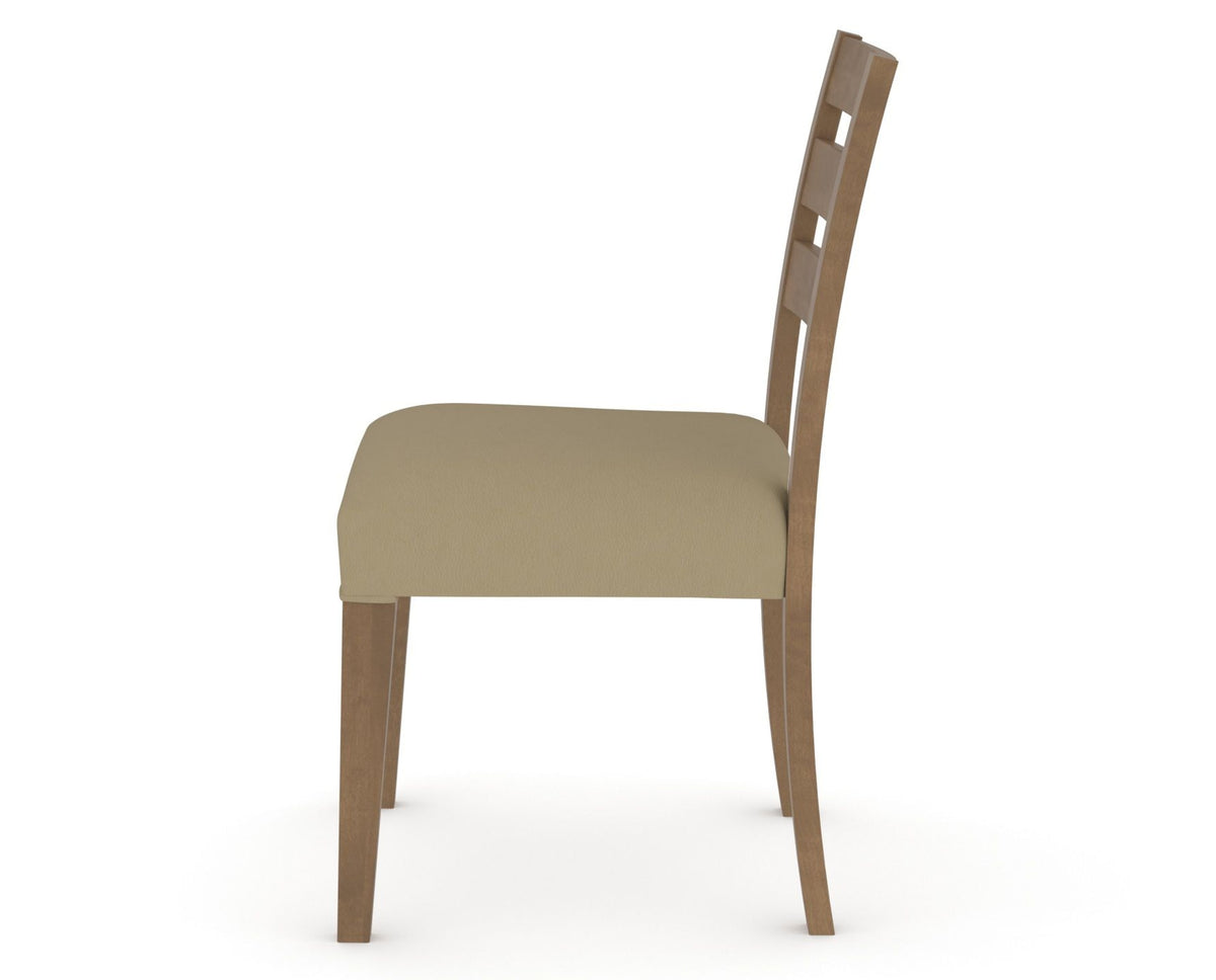 Canadel Upholstered Dining Chair 5039 in XY Faux Leather and 25 Pecan Washed, side view