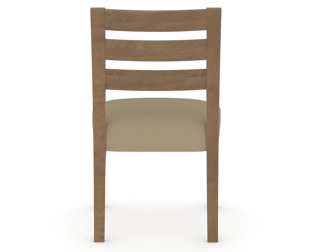 Canadel Upholstered Dining Chair 5039 in XY Faux Leather and 25 Pecan Washed, back view