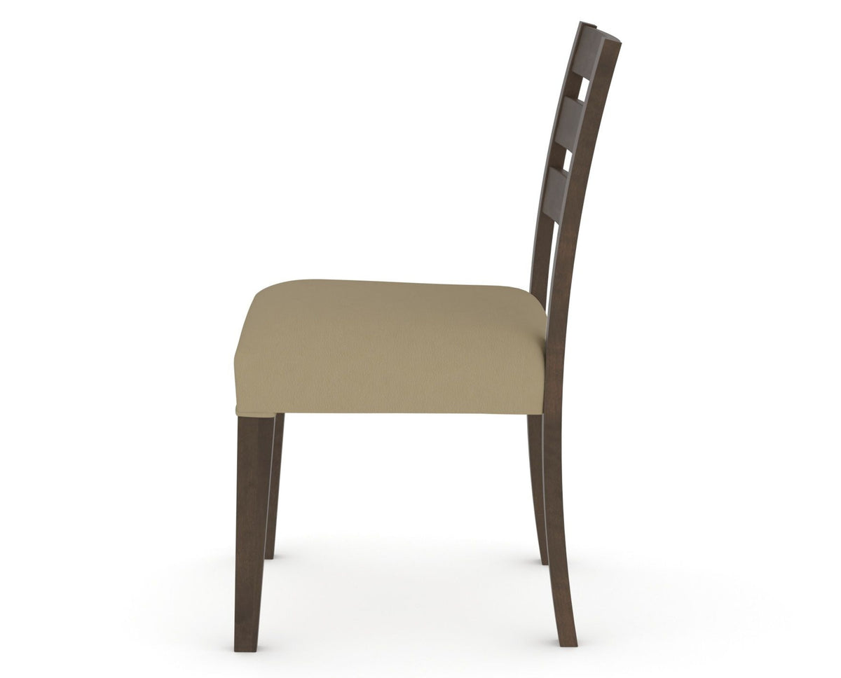 Canadel Upholstered Dining Chair 5039 in XY Faux Leather and 29 Hazelnut Washed, side view