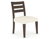 Canadel Upholstered Dining Chair 5039 in YJ Faux Leather and 29 Hazelnut Washed, three-quarter view
