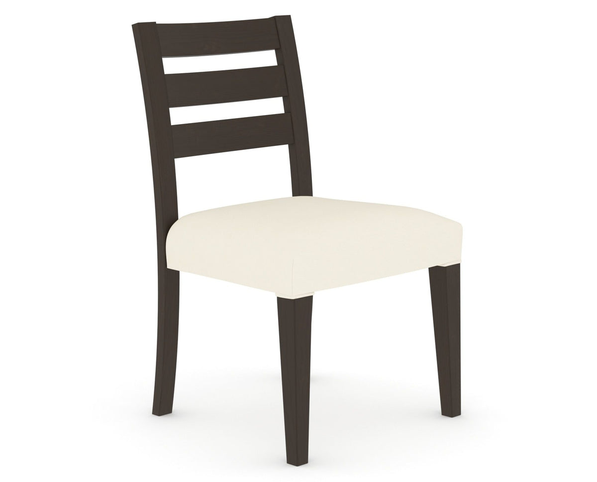 Canadel Upholstered Dining Chair 5039 in YJ Faux Leather and 59 Davy's Grey, three-quarter view