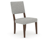 Canadel Upholstered Dining Chair 5051 in 7C Fabric and 19 Cognac Washed, three-quarter view