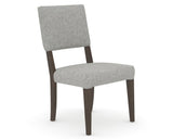 Canadel Upholstered Dining Chair 5051 in 7C Fabric and 29 Hazelnut Washed, three-quarter view