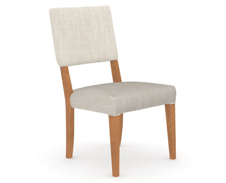 Canadel Upholstered Dining Chair 5051 in FT InsideOut® and 01 Honey Washed, three-quarter view