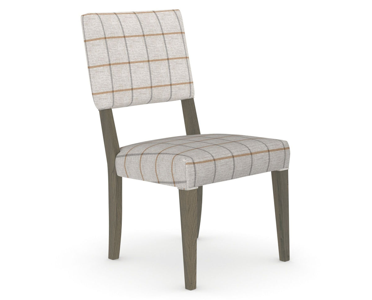 Canadel Upholstered Dining Chair 5051 in OZ Fabric and 08 Shadow, three-quarter view
