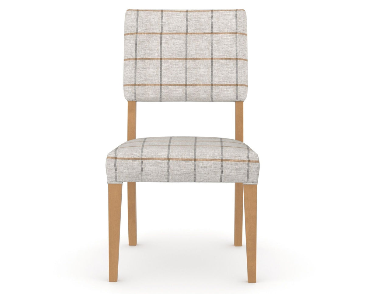 Canadel Upholstered Dining Chair 5051 in OZ Fabric and 20 Caramel Washed, front view