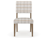 Canadel Upholstered Dining Chair 5051 in OZ Fabric and 25 Pecan Washed, front view