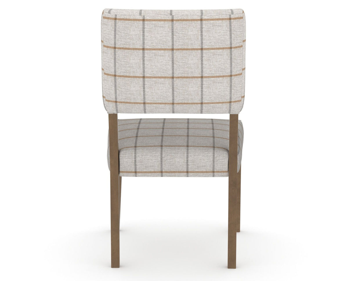 Canadel Upholstered Dining Chair 5051 in OZ Fabric and 25 Pecan Washed, back view