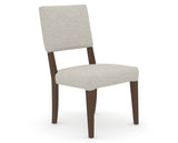 Canadel Upholstered Dining Chair 5051 in TB Fabric and 19 Cognac Washed, three-quarter view