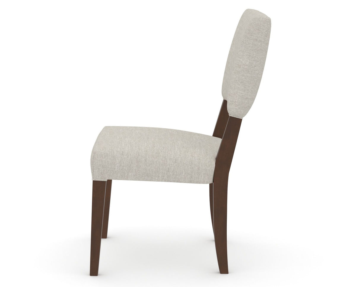 Canadel Upholstered Dining Chair 5051 in TB Fabric and 19 Cognac Washed, side view