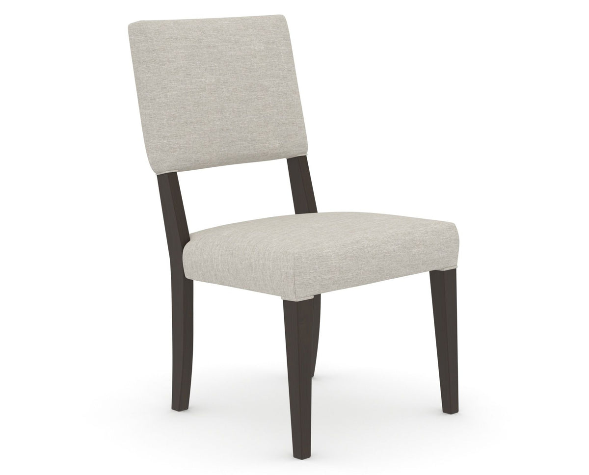 Canadel Upholstered Dining Chair 5051 in TB Fabric and 59 Davy's Grey, three-quarter view