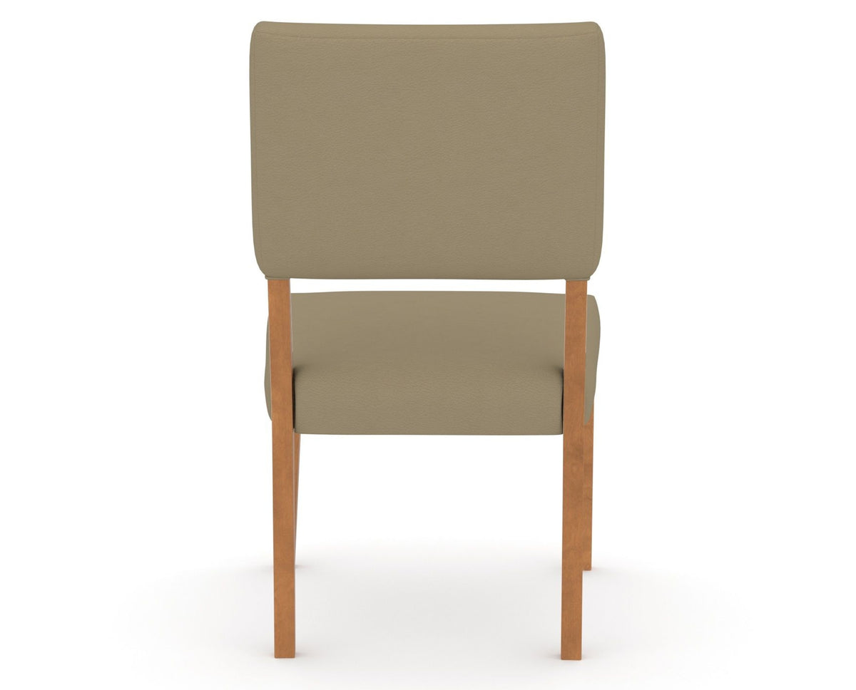 Canadel Upholstered Dining Chair 5051 in XY Faux Leather and 01 Honey Washed, back view