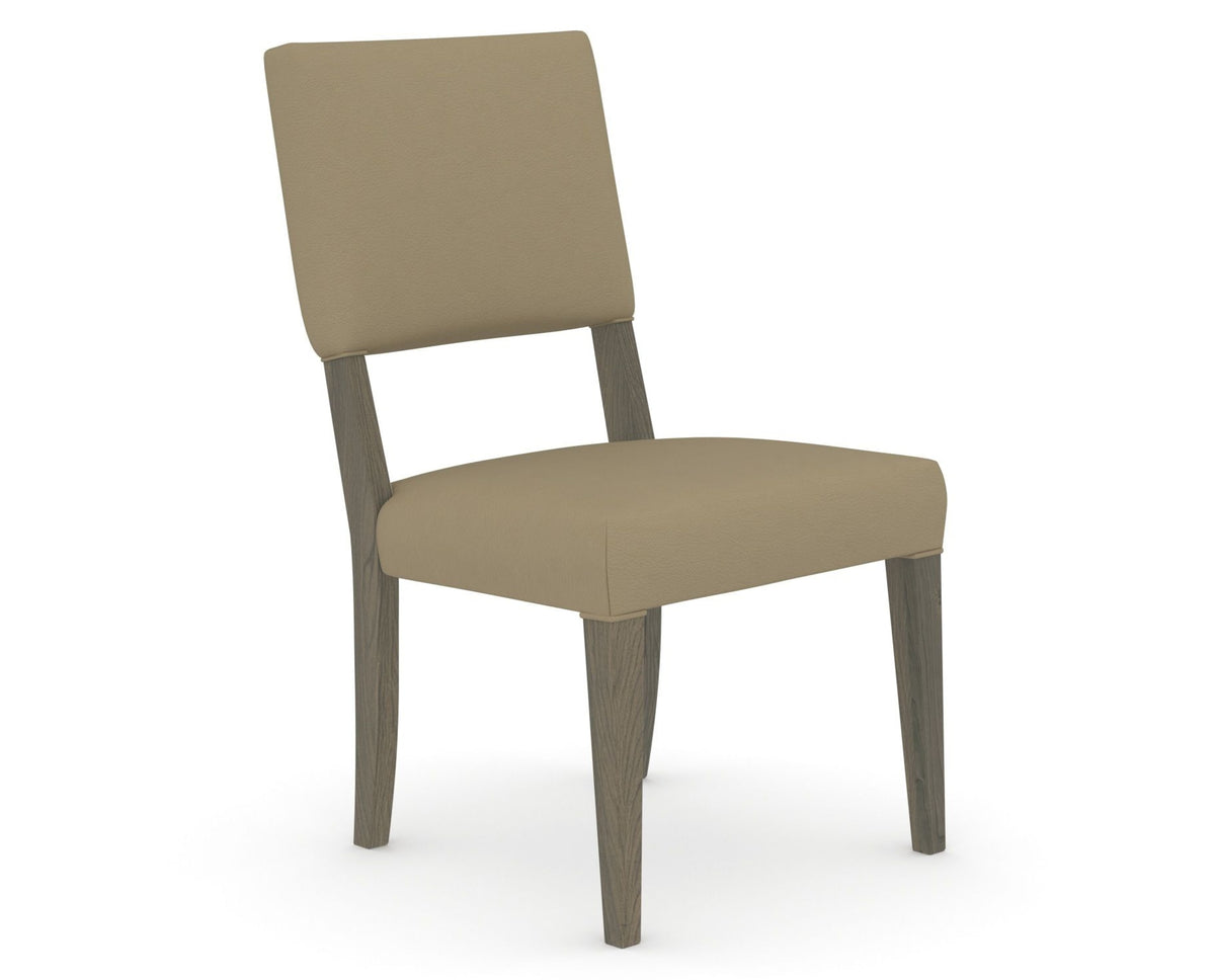 Canadel Upholstered Dining Chair 5051 in XY Faux Leather and 08 Shadow, three-quarter view