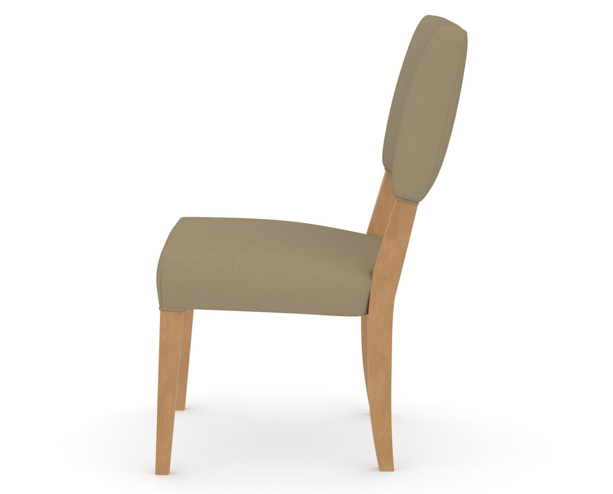 Canadel Upholstered Dining Chair 5051 in XY Faux Leather and 20 Caramel Washed, side view