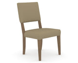 Canadel Upholstered Dining Chair 5051 in XY Faux Leather and 25 Pecan Washed, three-quarter view