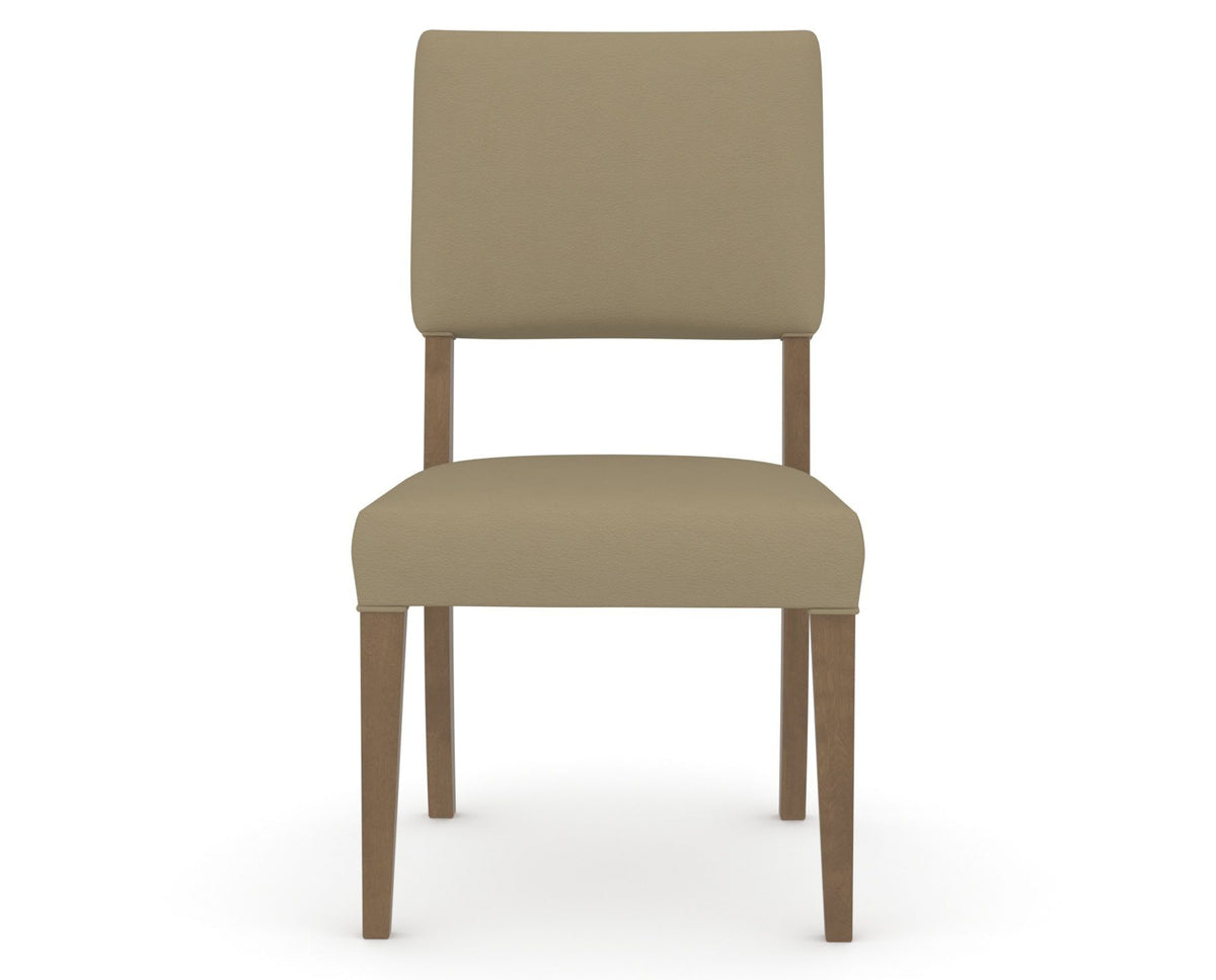 Canadel Upholstered Dining Chair 5051 in XY Faux Leather and 25 Pecan Washed, front view