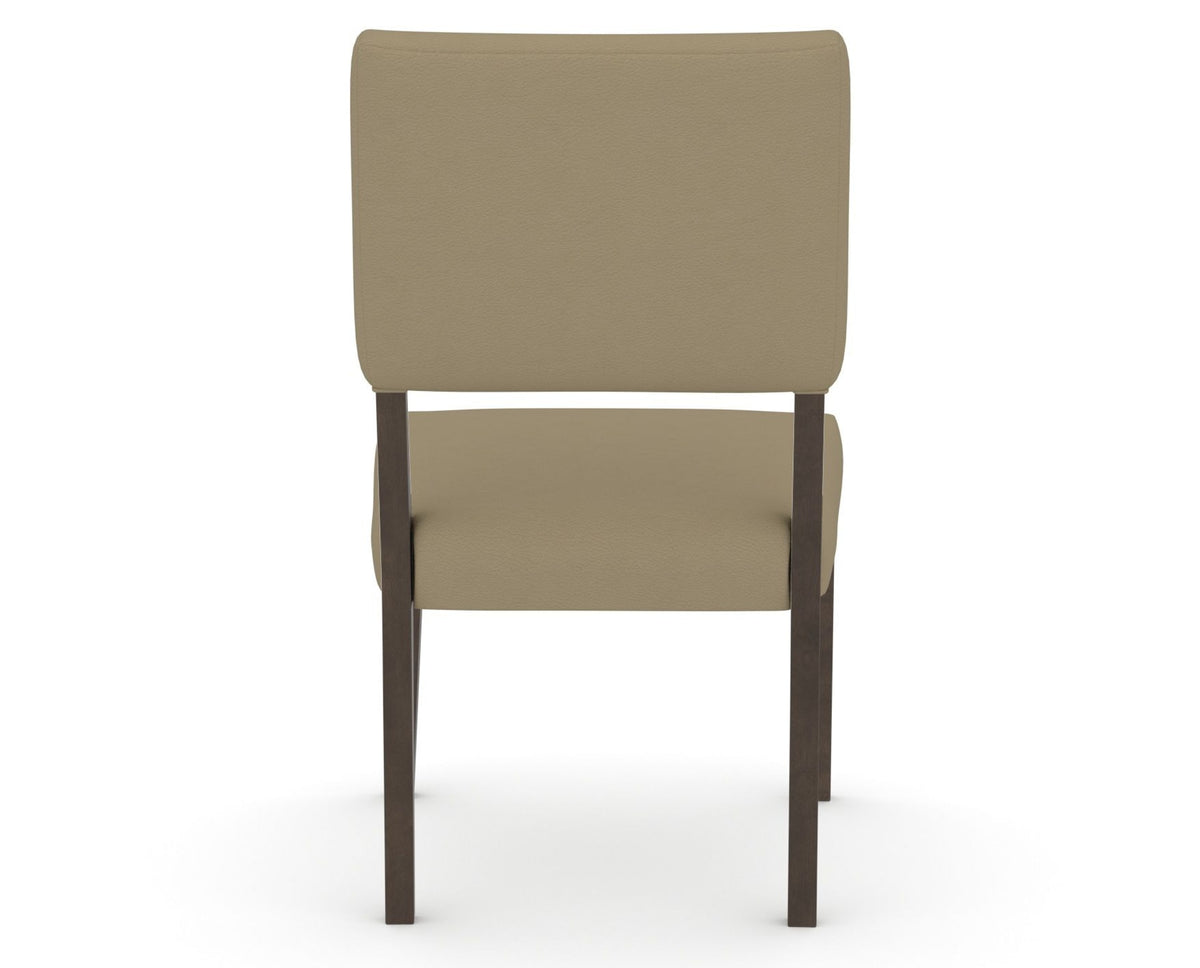 Canadel Upholstered Dining Chair 5051 in XY Faux Leather and 29 Hazelnut Washed, back view