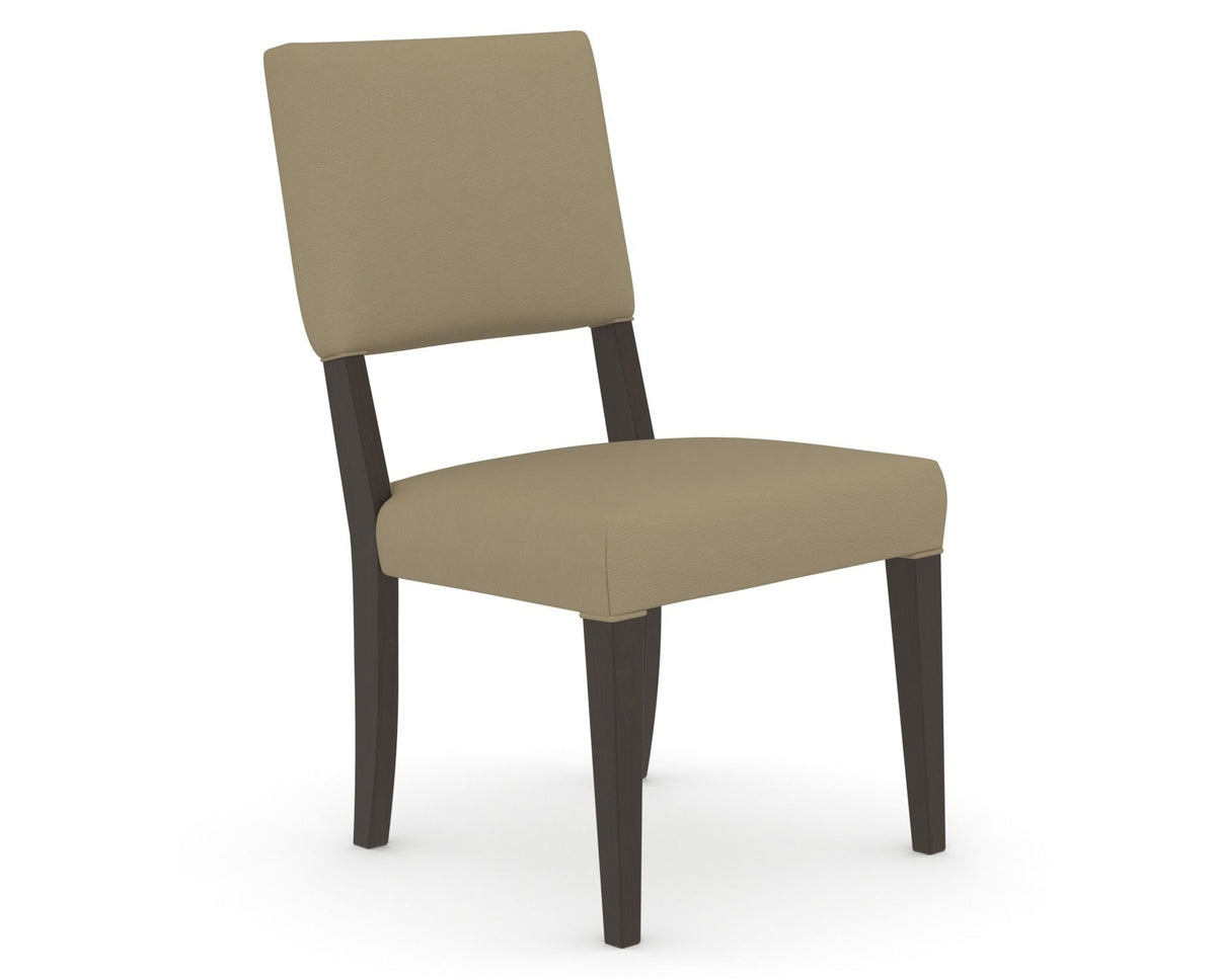 Canadel Upholstered Dining Chair 5051 in XY Faux Leather and 59 Davy's Grey, three-quarter view