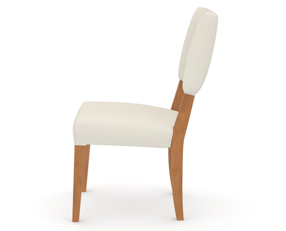Canadel Upholstered Dining Chair 5051 in YJ Faux Leather and 01 Honey Washed, side view