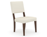 Canadel Upholstered Dining Chair 5051 in YJ Faux Leather and 19 Cognac Washed, three-quarter view