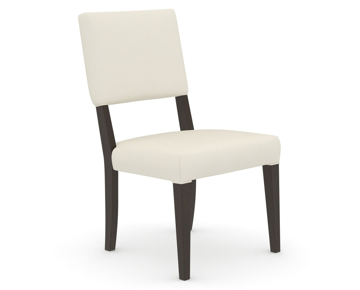 Canadel Upholstered Dining Chair 5051 in YJ Faux Leather and 59 Davy's Grey, three-quarter view