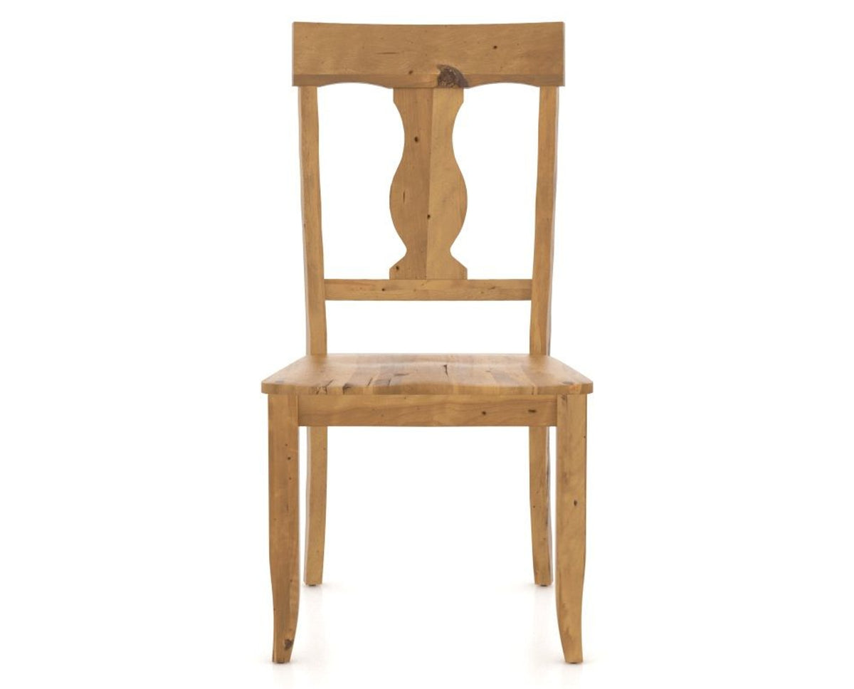 Canadel Champlain Dining Chair 5077 in Wood Seat and 01 Honey Washed, front view