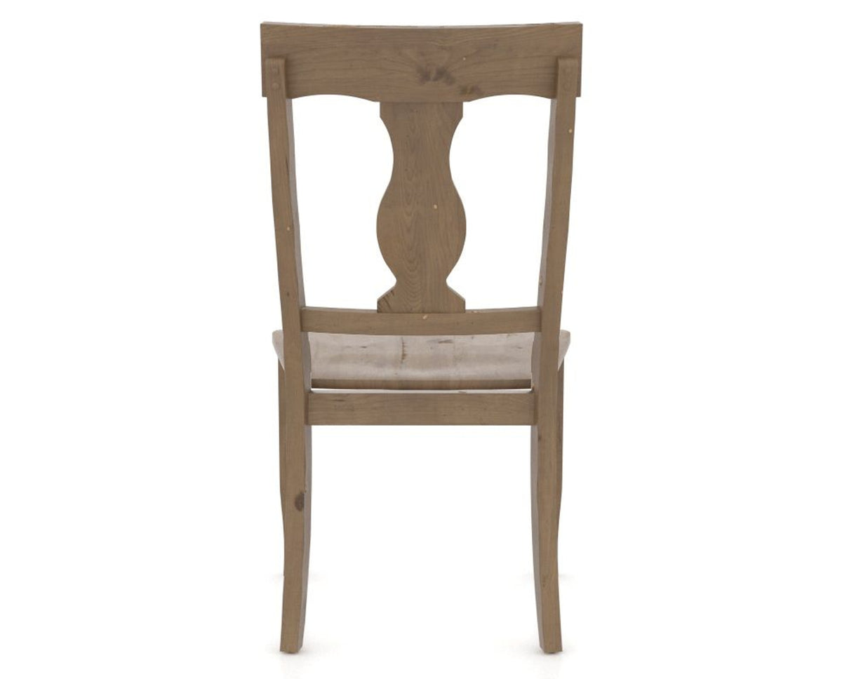 Canadel Champlain Dining Chair 5077 in Wood Seat and 25 Pecan Washed, back view