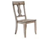 Canadel Champlain Dining Chair 5077 in Wood Seat and 72 Heritage Nature, three-quarter view