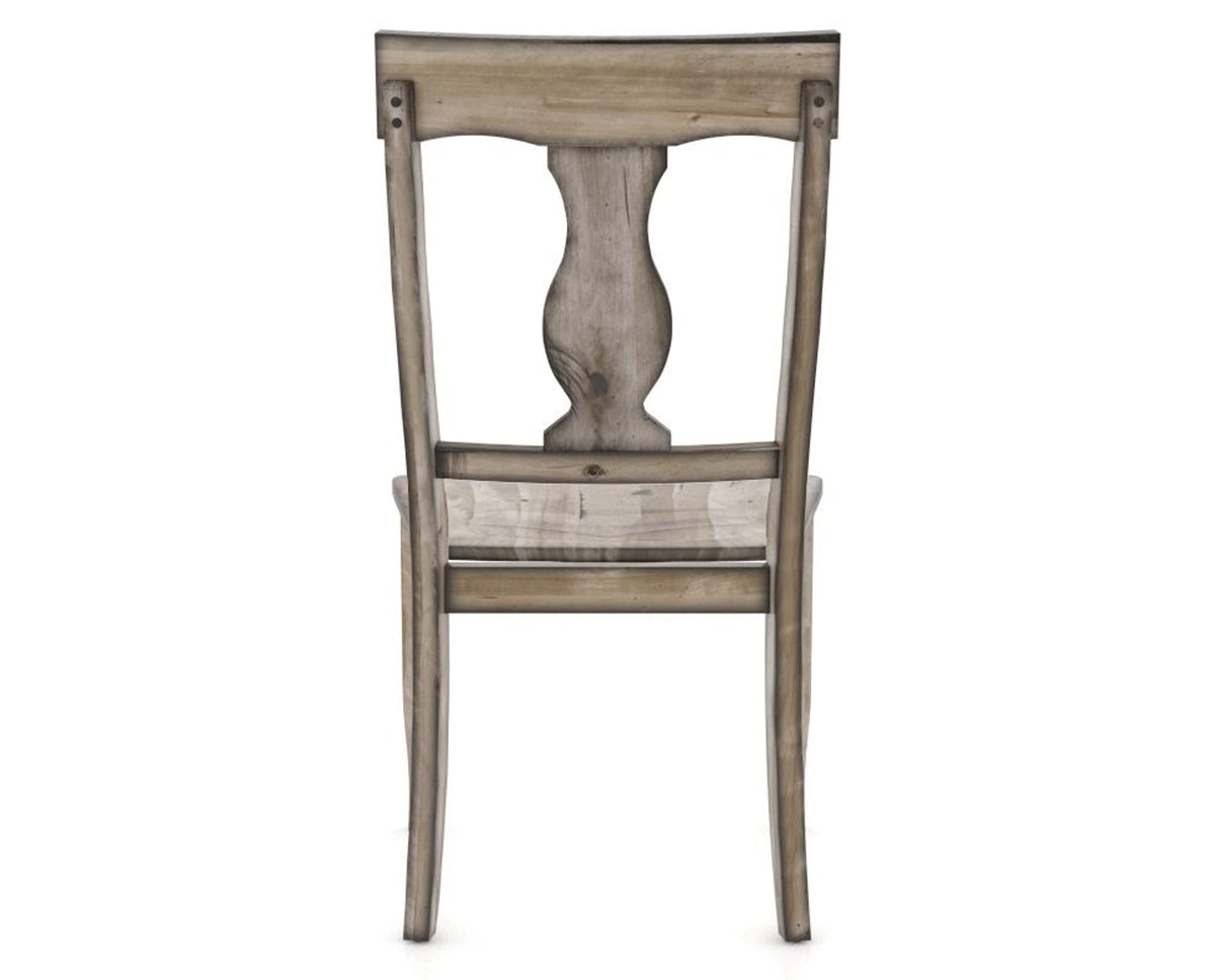Canadel Champlain Dining Chair 5077 in Wood Seat and 72 Heritage Nature, back view