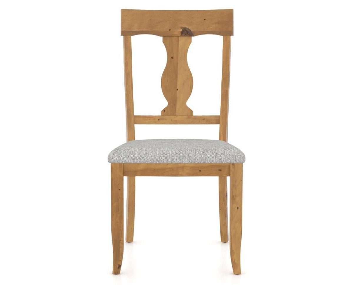 Canadel Champlain Dining Chair 5077 in 7C Fabric and 01 Honey Washed, front view