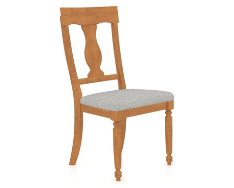 Canadel Dining Chair 5077 in 7C Fabric and 01 Honey Washed, three-quarter view