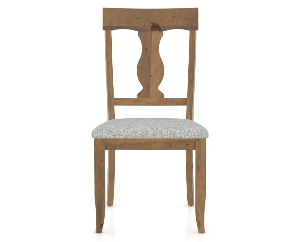Canadel Champlain Dining Chair 5077 in 7C Fabric and 03 Oak Washed, front view