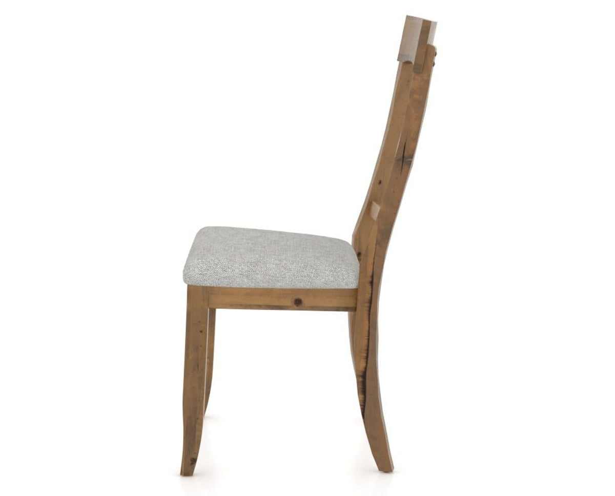 Canadel Champlain Dining Chair 5077 in 7C Fabric and 03 Oak Washed, side view