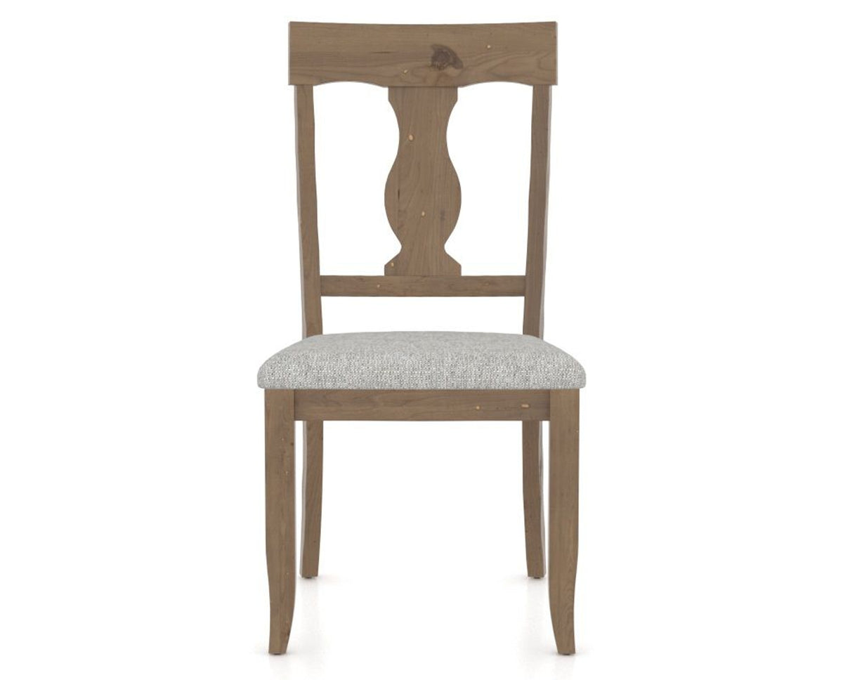 Canadel Champlain Dining Chair 5077 in 7C Fabric and 25 Pecan Washed, front view